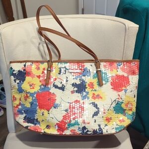 Nine West Multicolor Floral Sequin Tote
